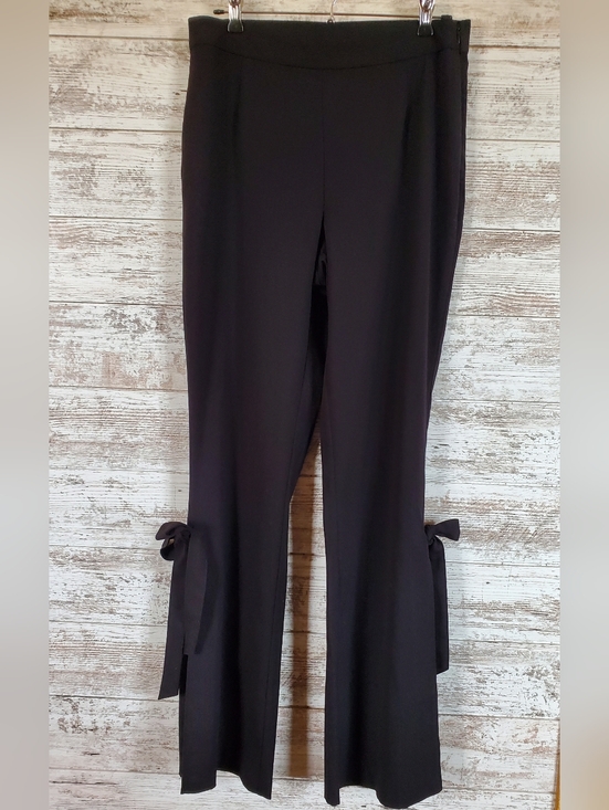 VENUS Pants - Venus Smoothing Bow Tie Hem Wide Leg Slit Pants - Black Formal